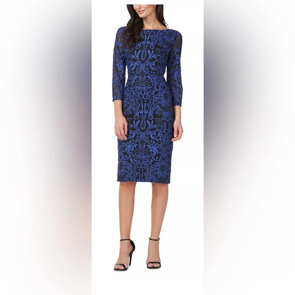 JS COLLECTIONS Embroidered V-Back Dress - Picture 2 of 8